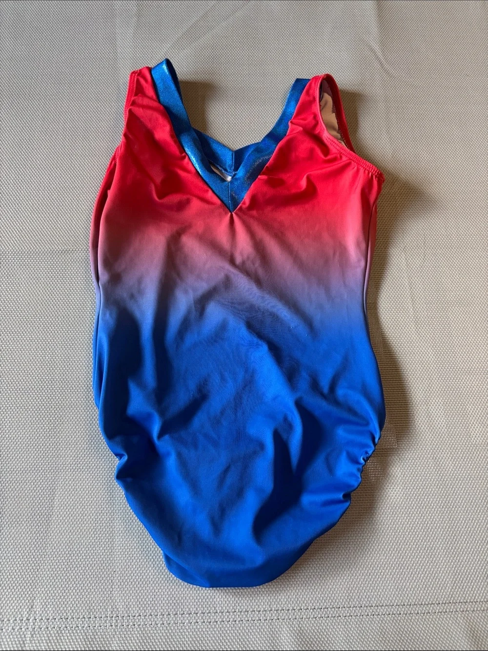 GK ELITE lady liberty  tank leotard SZ AXS Red to Blue Ombre Swim  with Sparkle